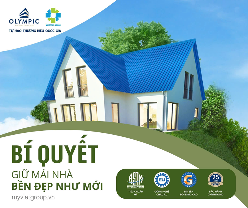 Lớp PU cách nhiệt cùng lớp tôn mạ màu sáng bóng bề mặt của tôn Olympic là bí quyết giúp công trình không chỉ đẹp, mà còn bền bỉ - an toàn với mọi điều kiện thời tiết