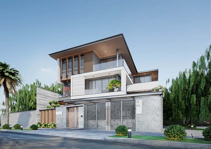 Mái bằng mang phong cách hiện đại và tối giản