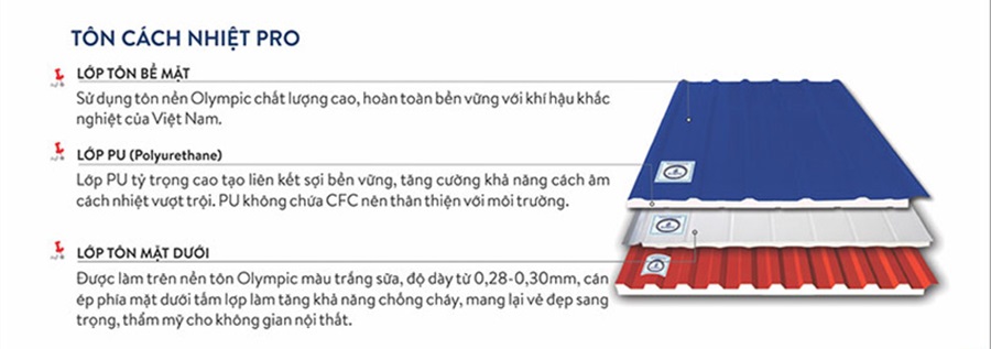 Cấu tạo 3 lớp cao cấp giúp cách nhiệt, chống cháy hiệu quả