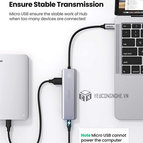 Bộ chia hub USB-C 3.0 4 cổng Ugreen (70336)