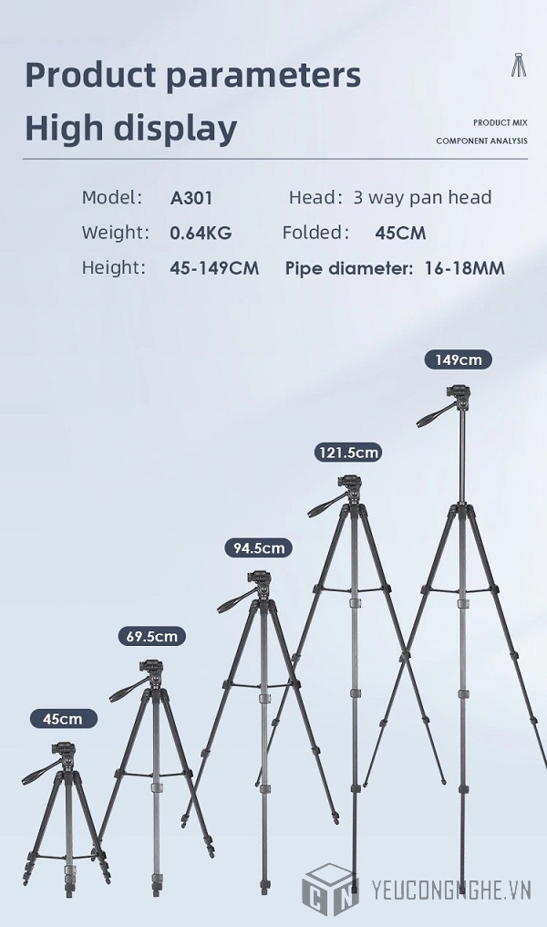 Miliboo A301 Tripod Cho Điện Thoại