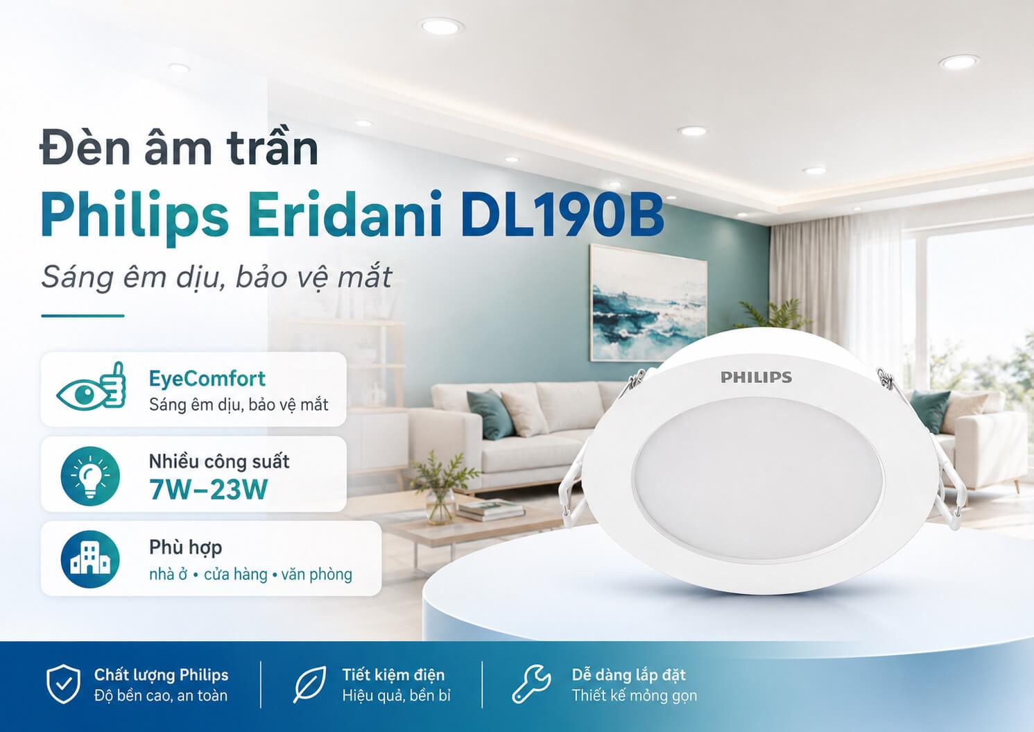Đèn LED âm trần Philips Eridani DL190B