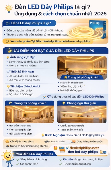 💡 Đèn LED Dây Philips là gì? Ứng dụng & cách chọn chuẩn nhất 2026