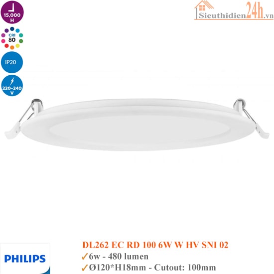 Đèn LED âm trần Philips DL262 EC RD 100 6W