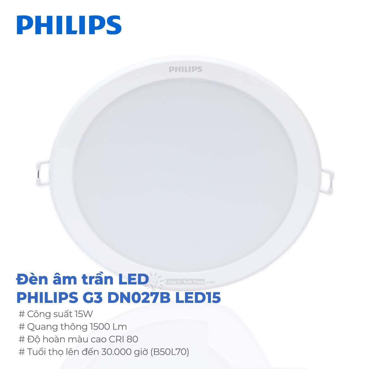 Đèn LED âm trần Philips DN027B G3 15W khoét lỗ 175mm