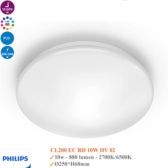 Đèn LED ốp trần Philips CL200 EC RD 10W 6500K W HV 02