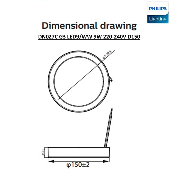 đèn LED ốp trần Philips DN027C G3 LED9 9W D150 chính hãng