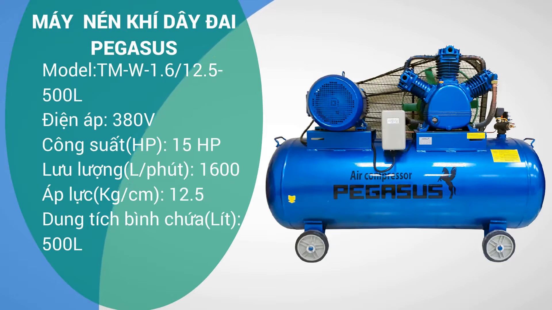 Máy nén khí dây đai Pegasus TM-W-1.6/12.5-500L