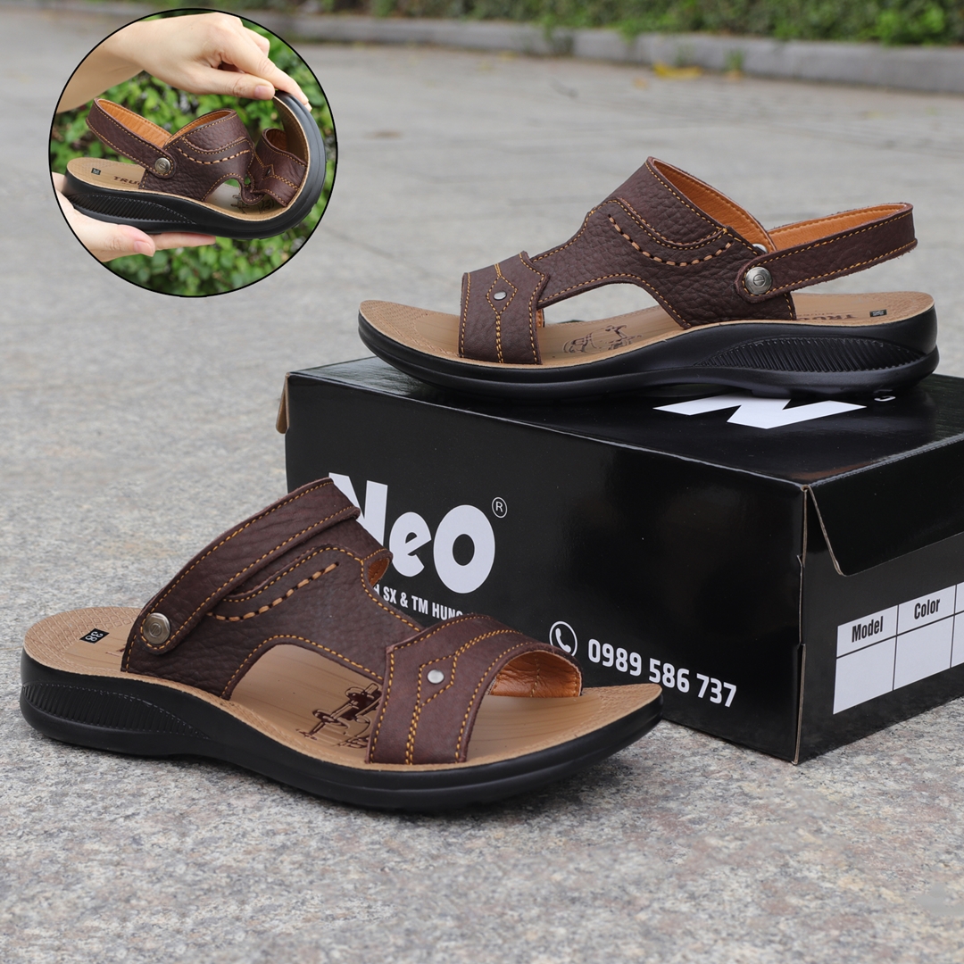 Sandal nam da ngựa cao cấp, đế cao 3.5cm