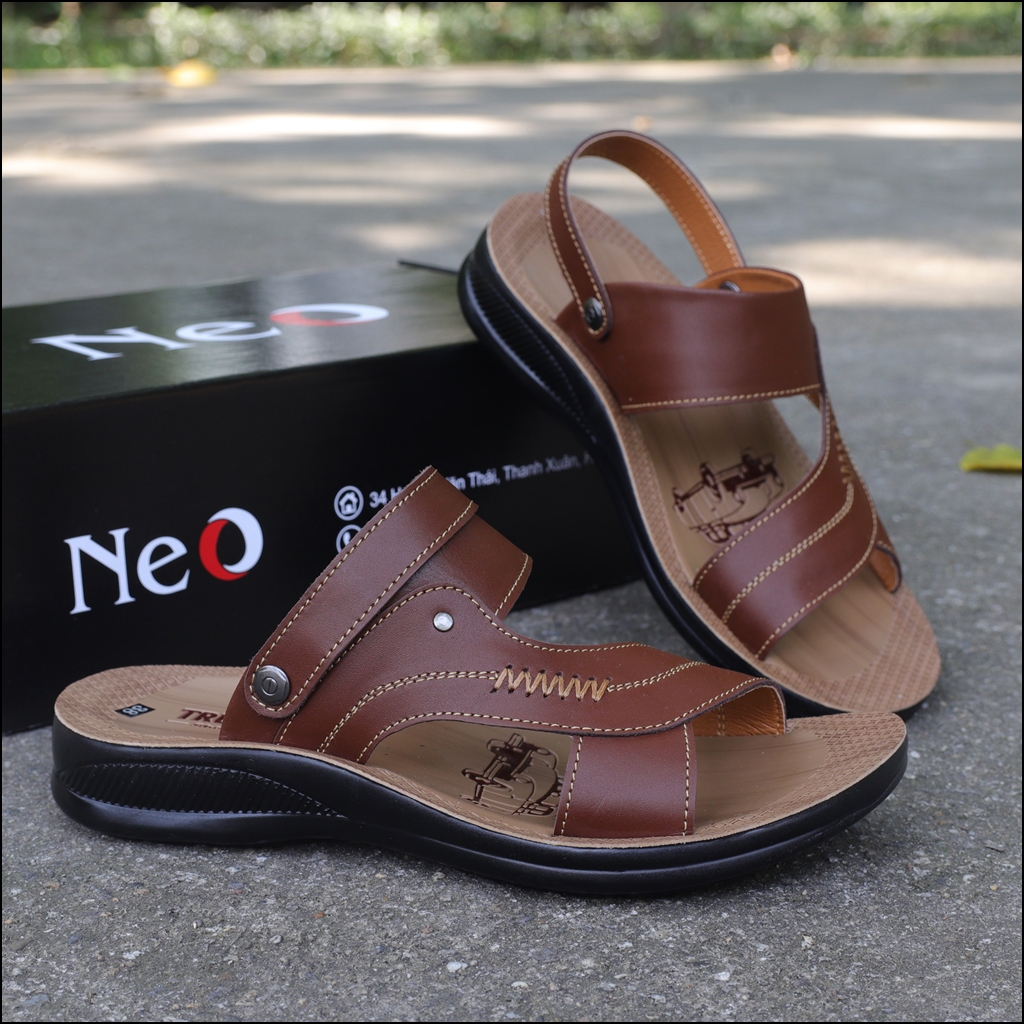 Sandal nam da bò đế cao 3.5cm