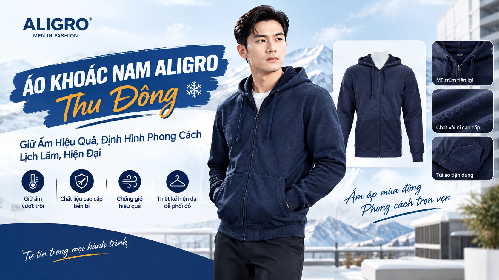 Áo Khoác Nam Aligro Thu Đông – Giữ Ấm Hiệu Quả, Định Hình Phong Cách Lịch Lãm, Hiện Đại