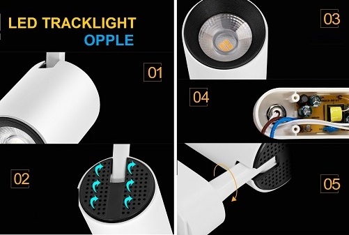 Cấu tạo đèn led rọi ray 7W Opple