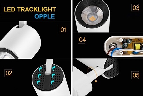 Cấu tạo đèn led rọi ray 7W Opple 