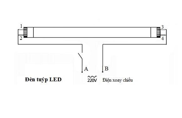 sơ đồ lắp đặt đèn tuýp led