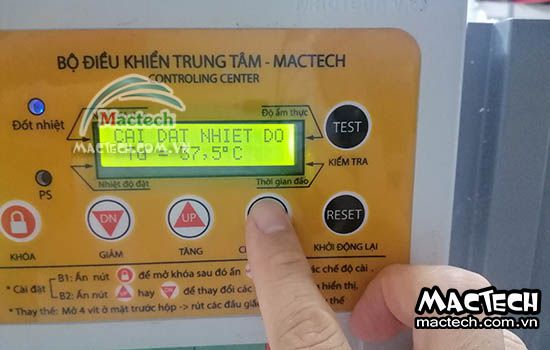 Cách bật tắt chuông báo hết nước trên máy ấp trứng Mactech