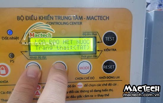 Cách bật tắt chuông báo hết nước trên máy ấp trứng Mactech