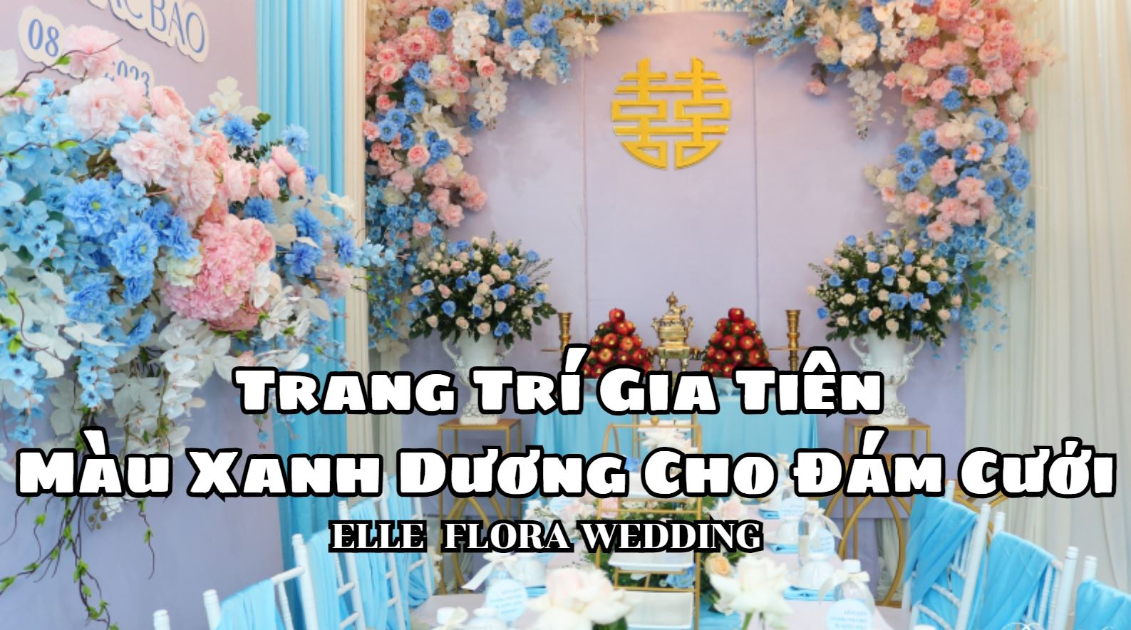 Trang Trí Gia Tiên Màu Xanh Dương Ấn Tượng Cho Đám Cưới