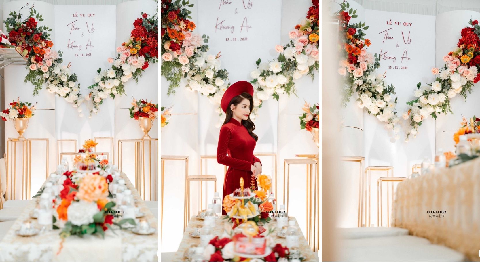Backdrop chử hỷ gói trang trí gia tiên cao cấp september v2 đỏ