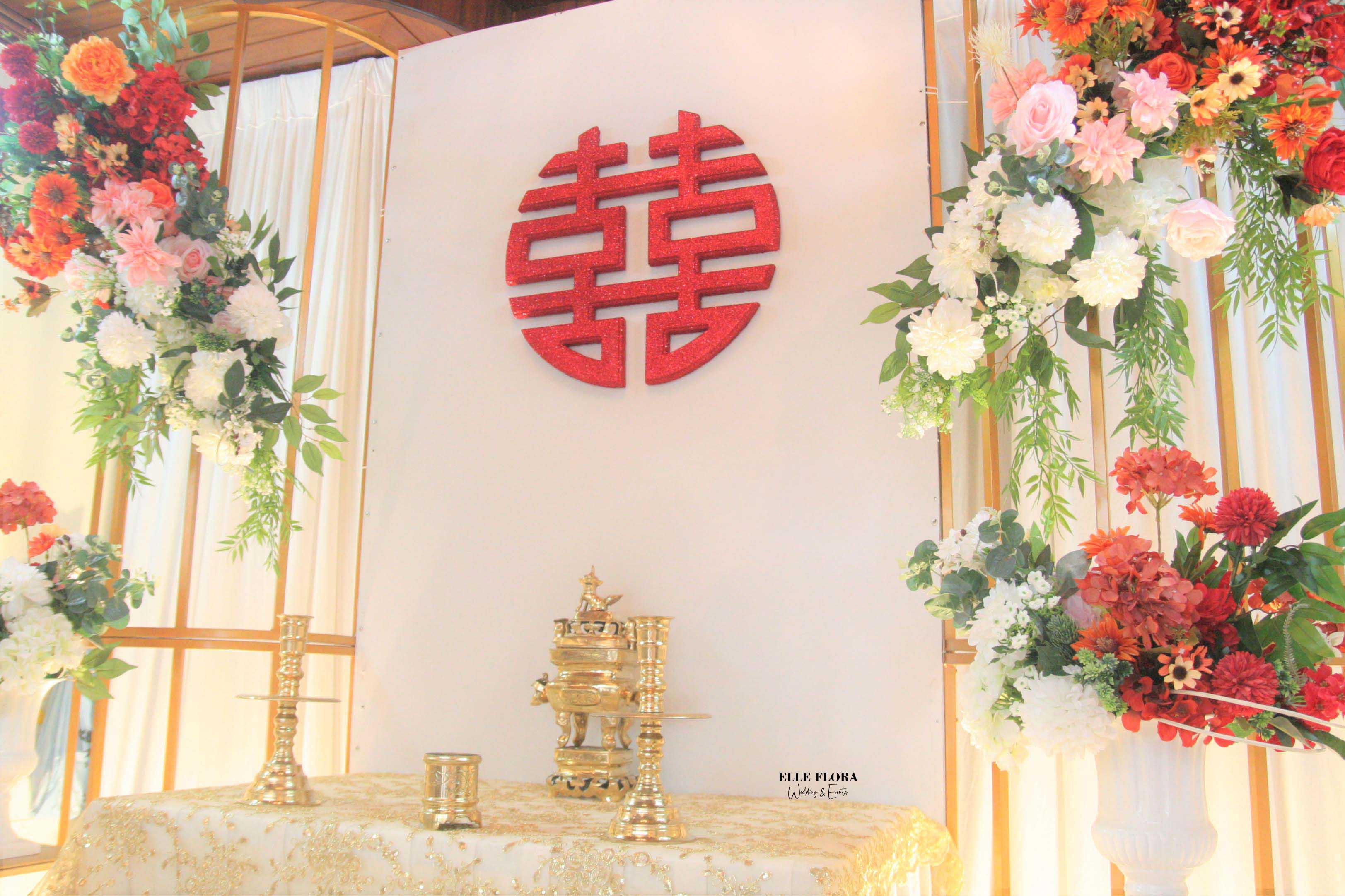Backdrop chử hỷ gói trang trí gia tiên cơ bản - September đỏ nhẹ