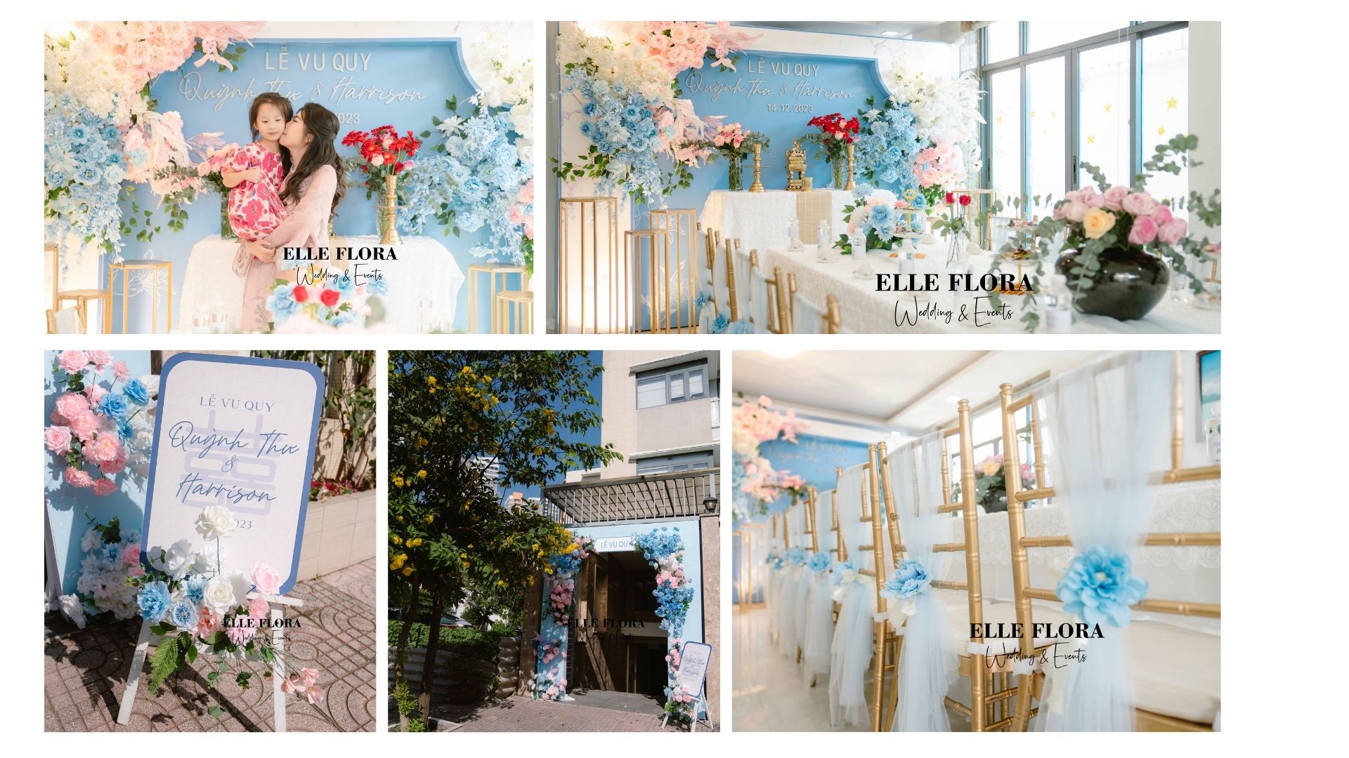 Backdrop gói trang trí gia tiên cao cấp Xanh Ocean Form 3D