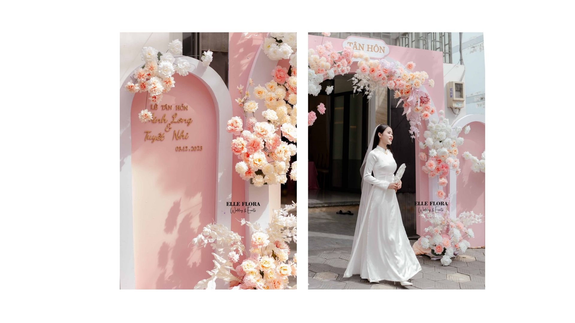 Cổng Hoa & Bảng Lễ của gói GiaTiên Cao Cấp Hồng Neon