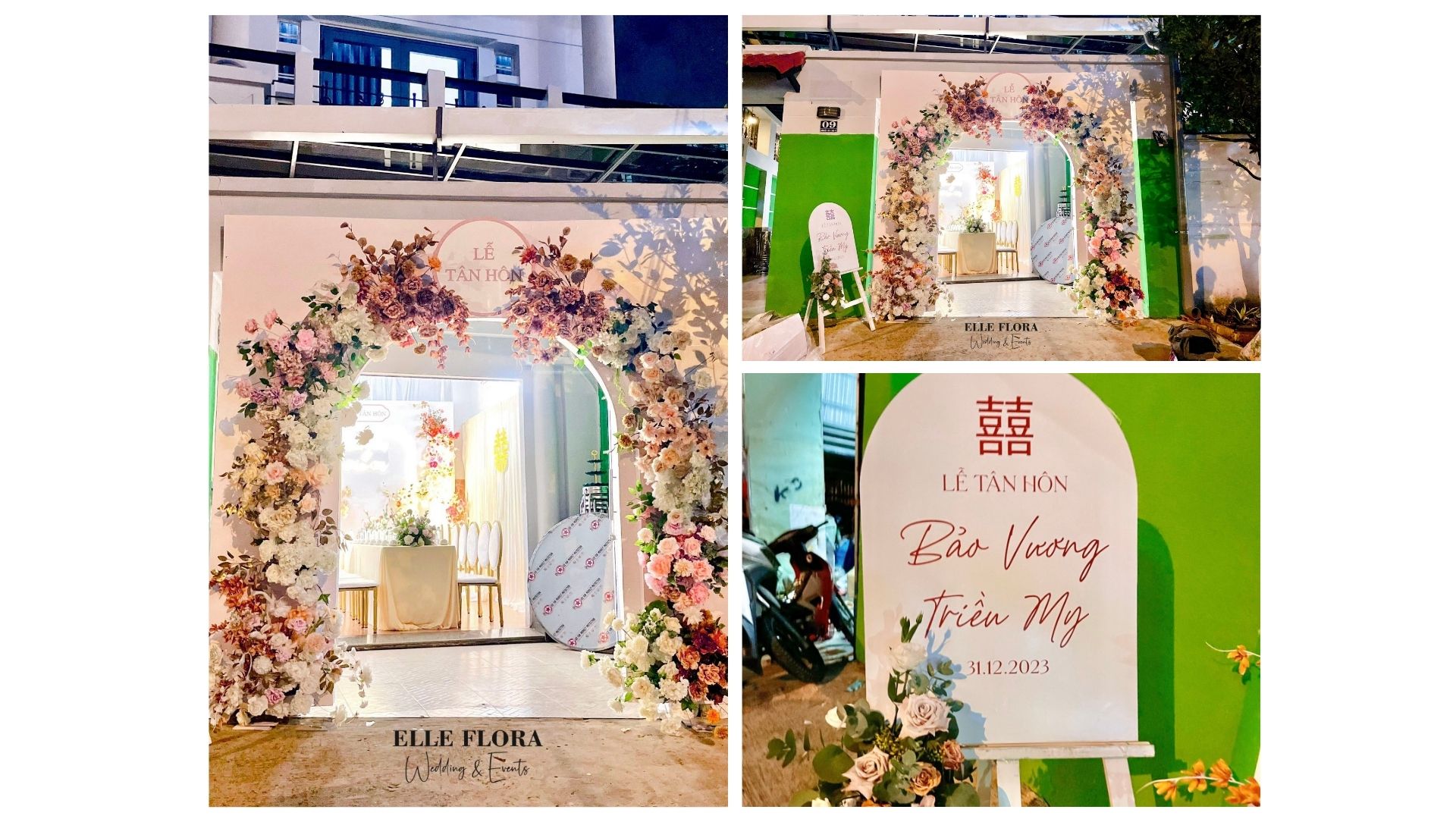 Cổng hoa Gia tiên White Form Neon