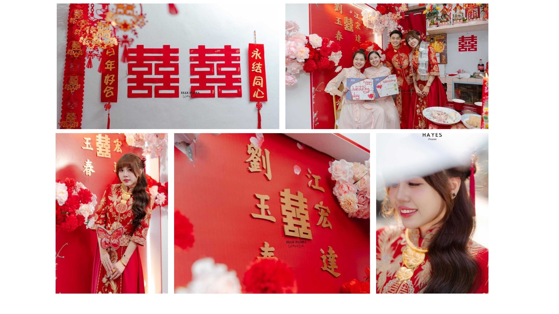 Backdrop chử hỷ gói trang trí gia tiên cao cấp Hiflex Tone Trắng Đỏ