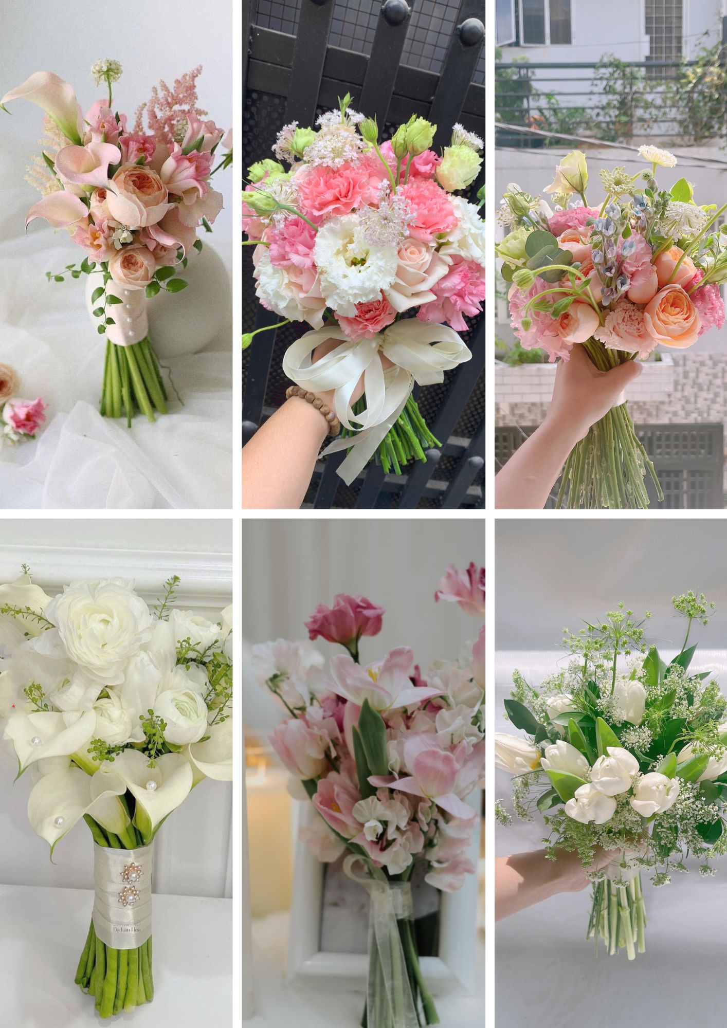 Hoa cầm tay cô dâu của Elle Flora Wedding  Rạp cưới và Dù lệch tâm 