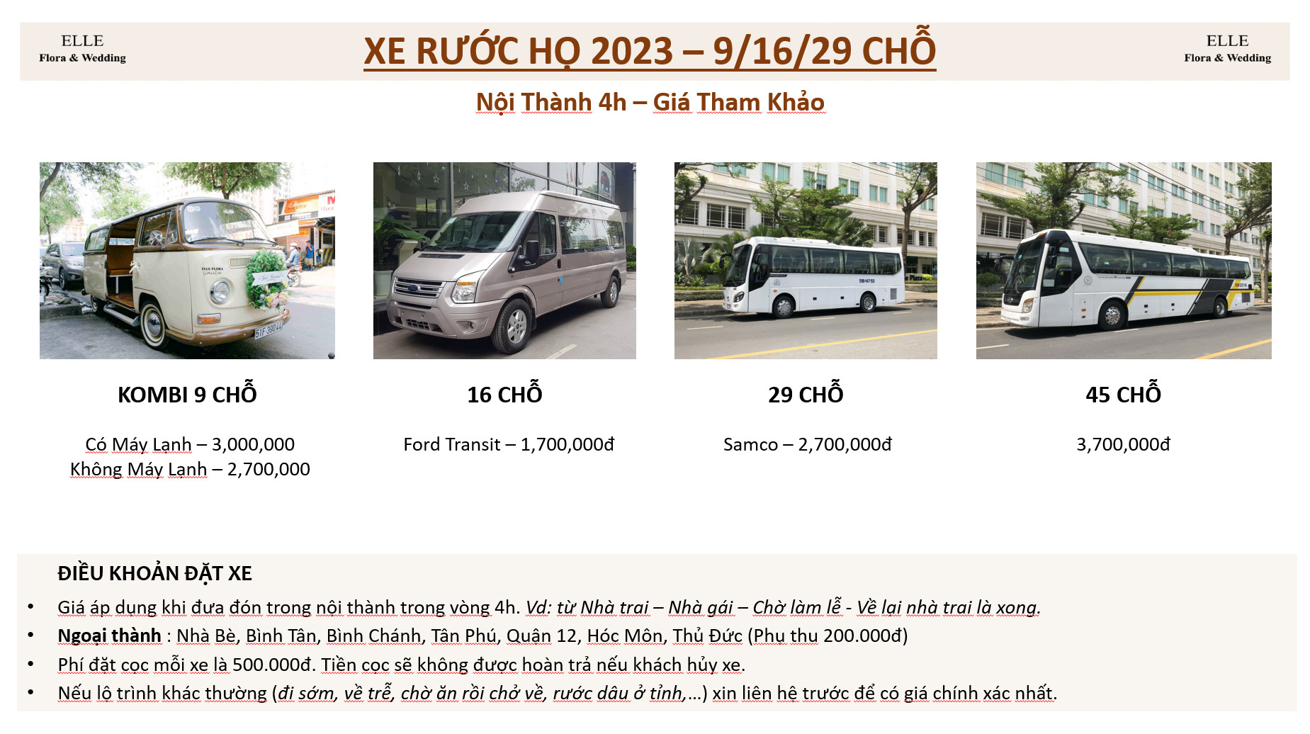 Dịch vụ xe hoa của Elle Flora Wedding 