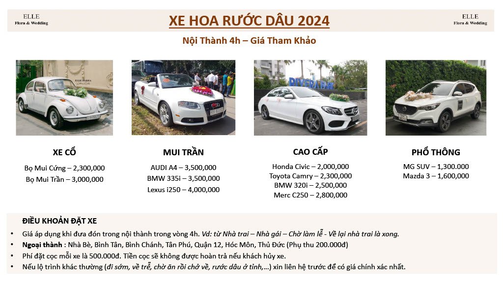 Dịch vụ xe hoa của Elle Flora Wedding 