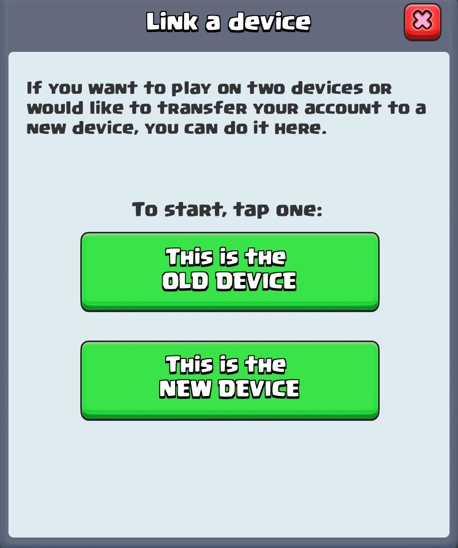 link clash of clans without old device