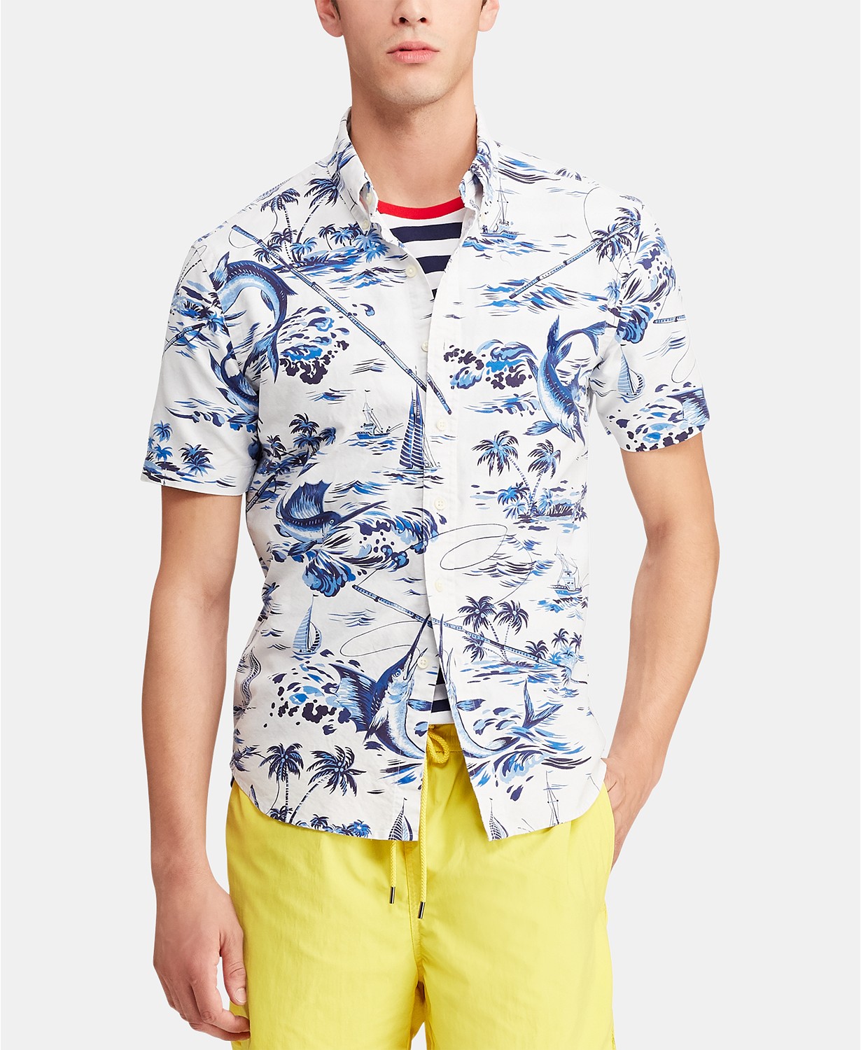 Áo sơ mi nam Polo Ralph lauren tay ngắn trắng phối