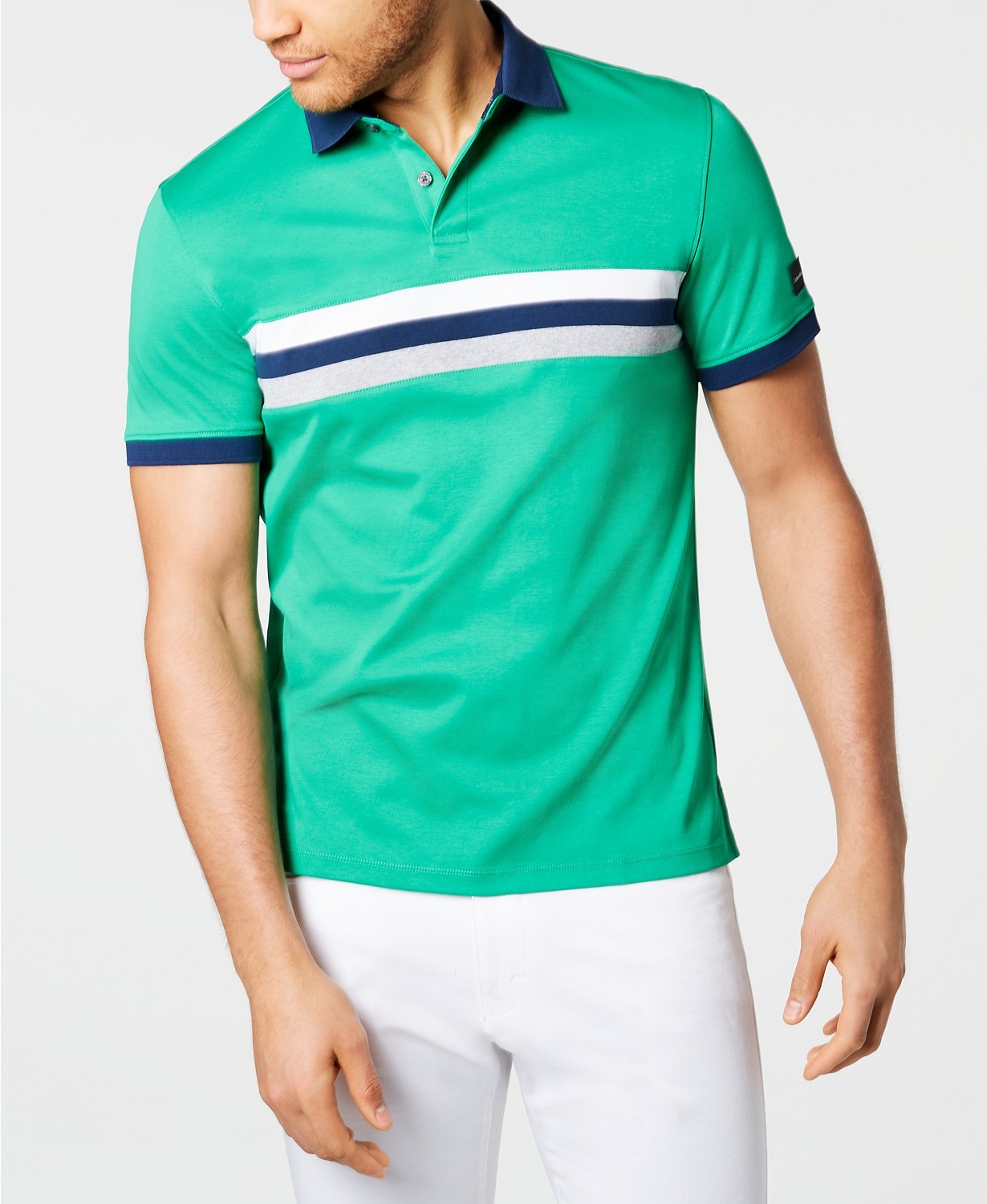 Áo thun nam calvin klein xanh lá cây sọc