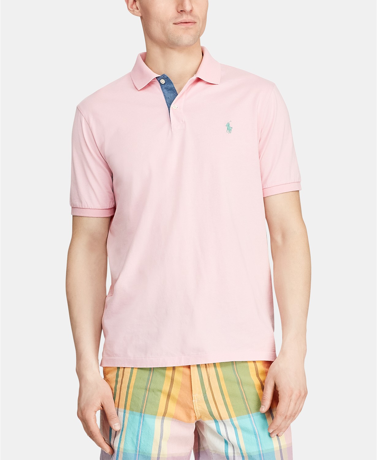 Áo thun nam Polo Ralph lauren Garden Pink logo xanh