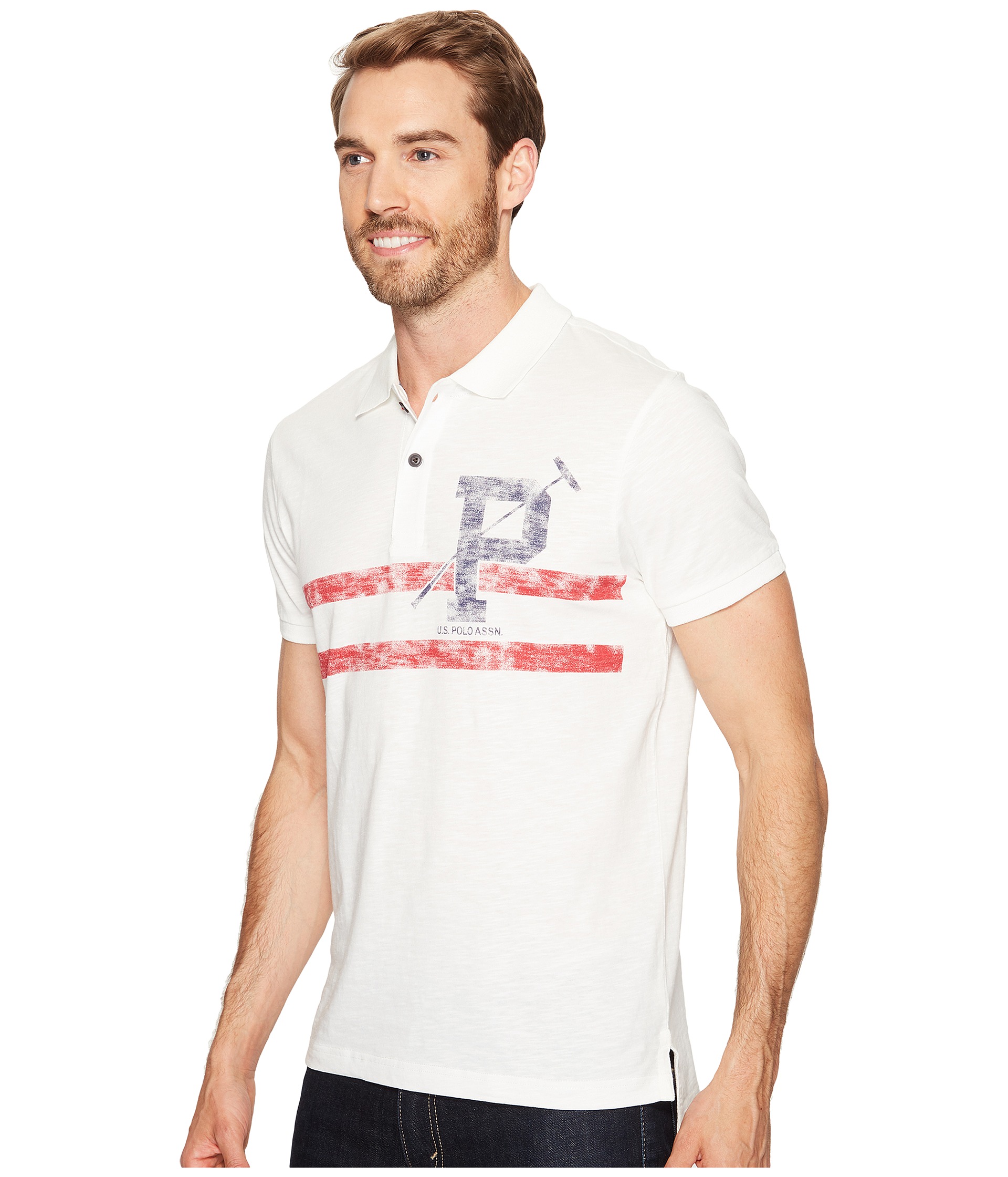 Áo thun nam US Polo Assn - Trắng phối