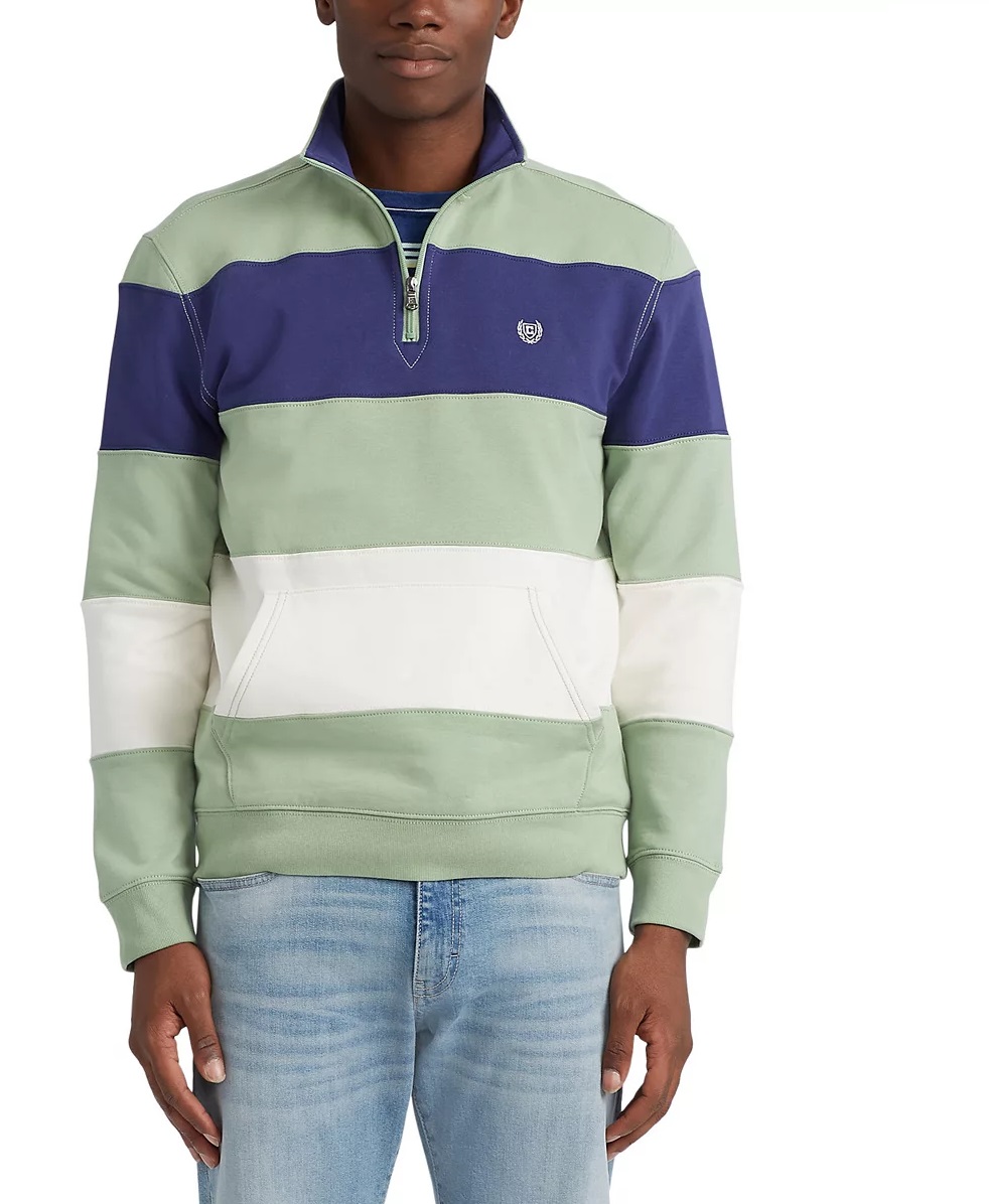 Áo lạnh Chaps Quarter Zip Sweater phối 3 màu xanh lá  with logo