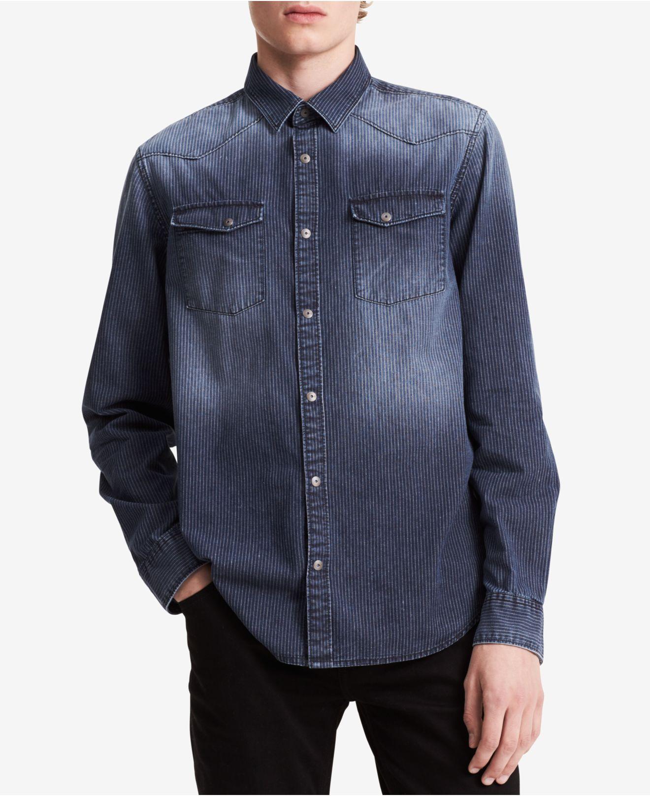 Áo Denim calvin klein Jeans xám vân suông 2 nút