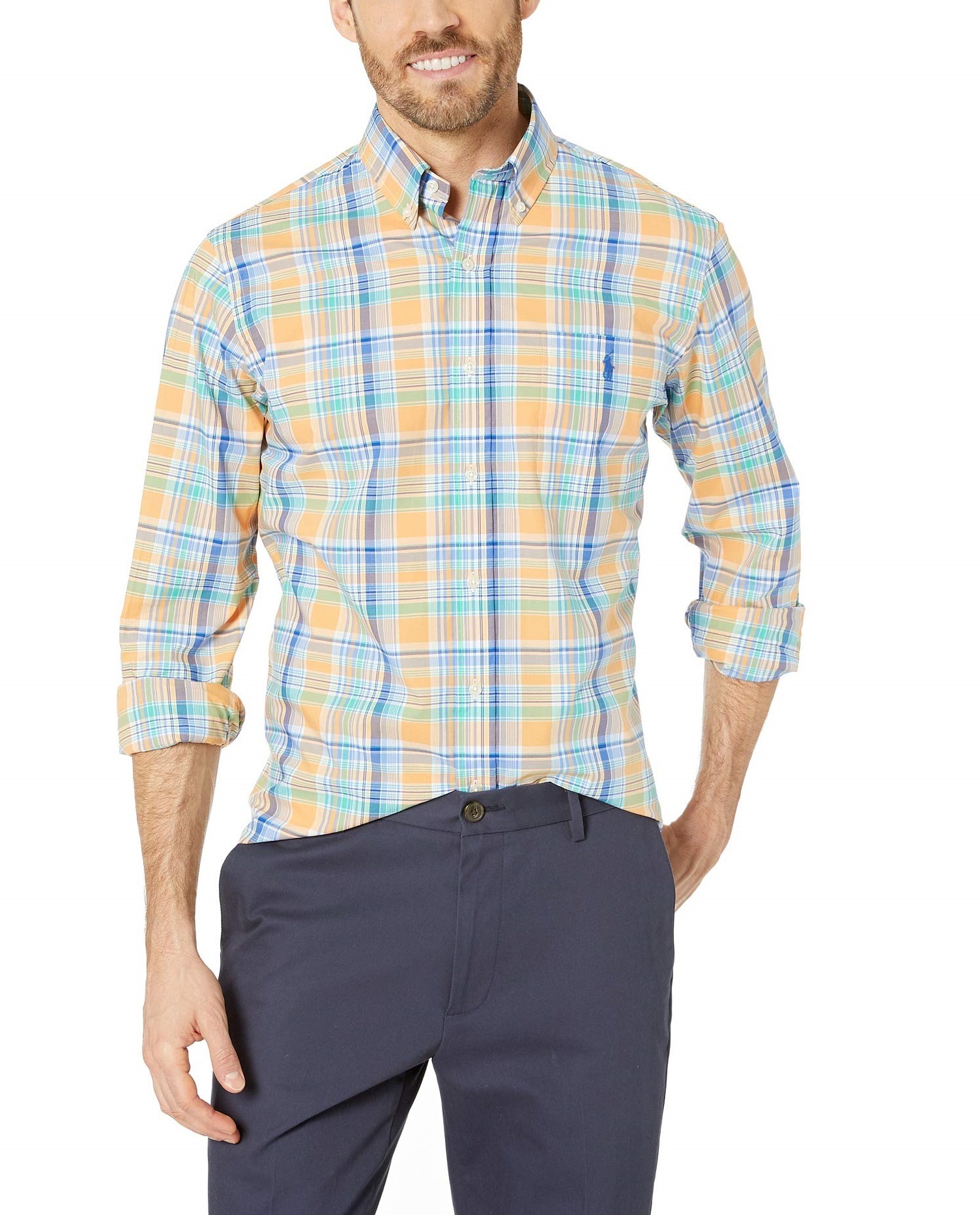 Áo sơ mi nam Polo Ralph lauren dài tay caro gạch with ngựa xanh