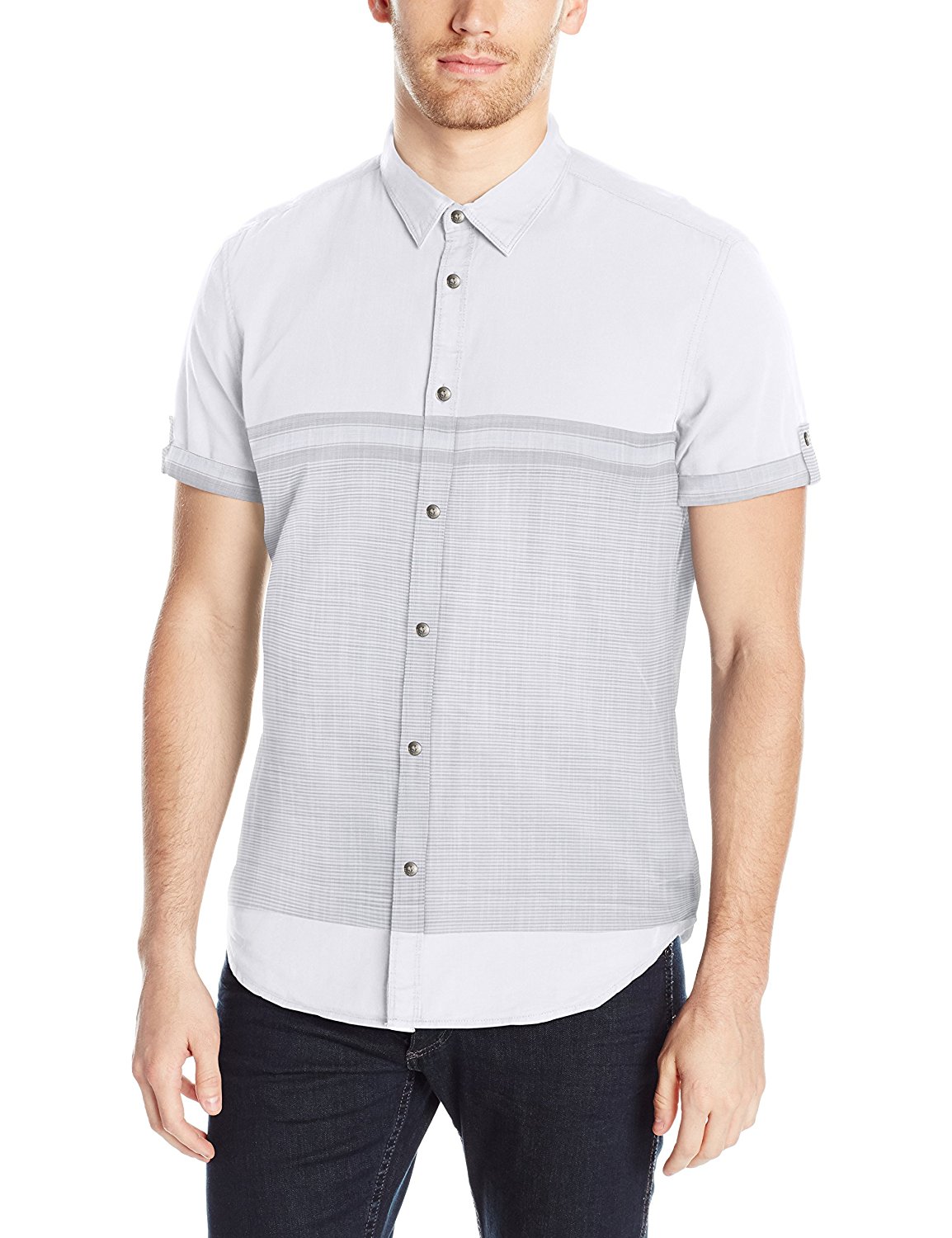 Áo sơ mi Nam Calvin klein Jeans ngắn tay trắng phối sọc ngang