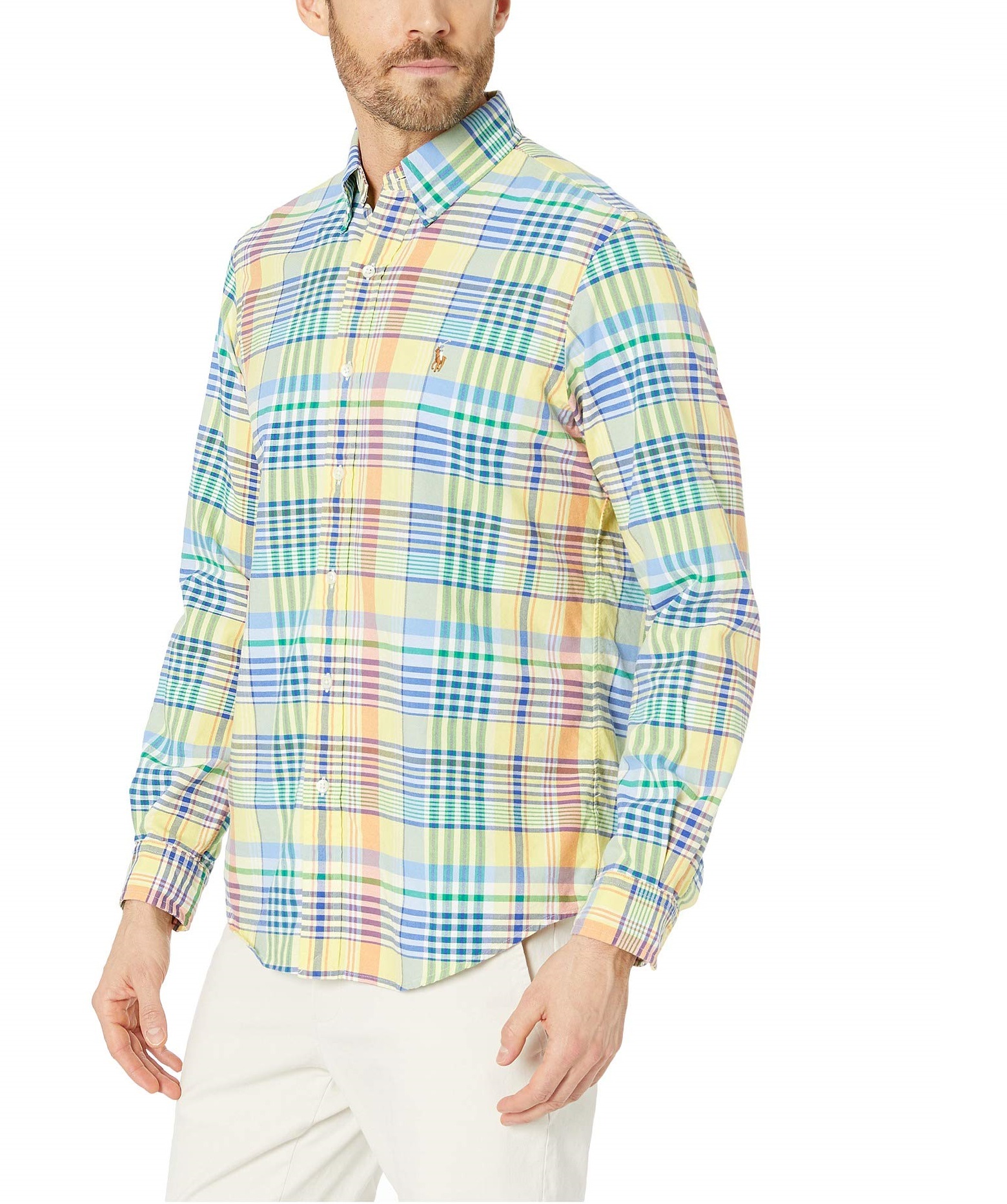 Áo sơ mi Nam Polo Ralph lauren tay dài caro vàng  xanh