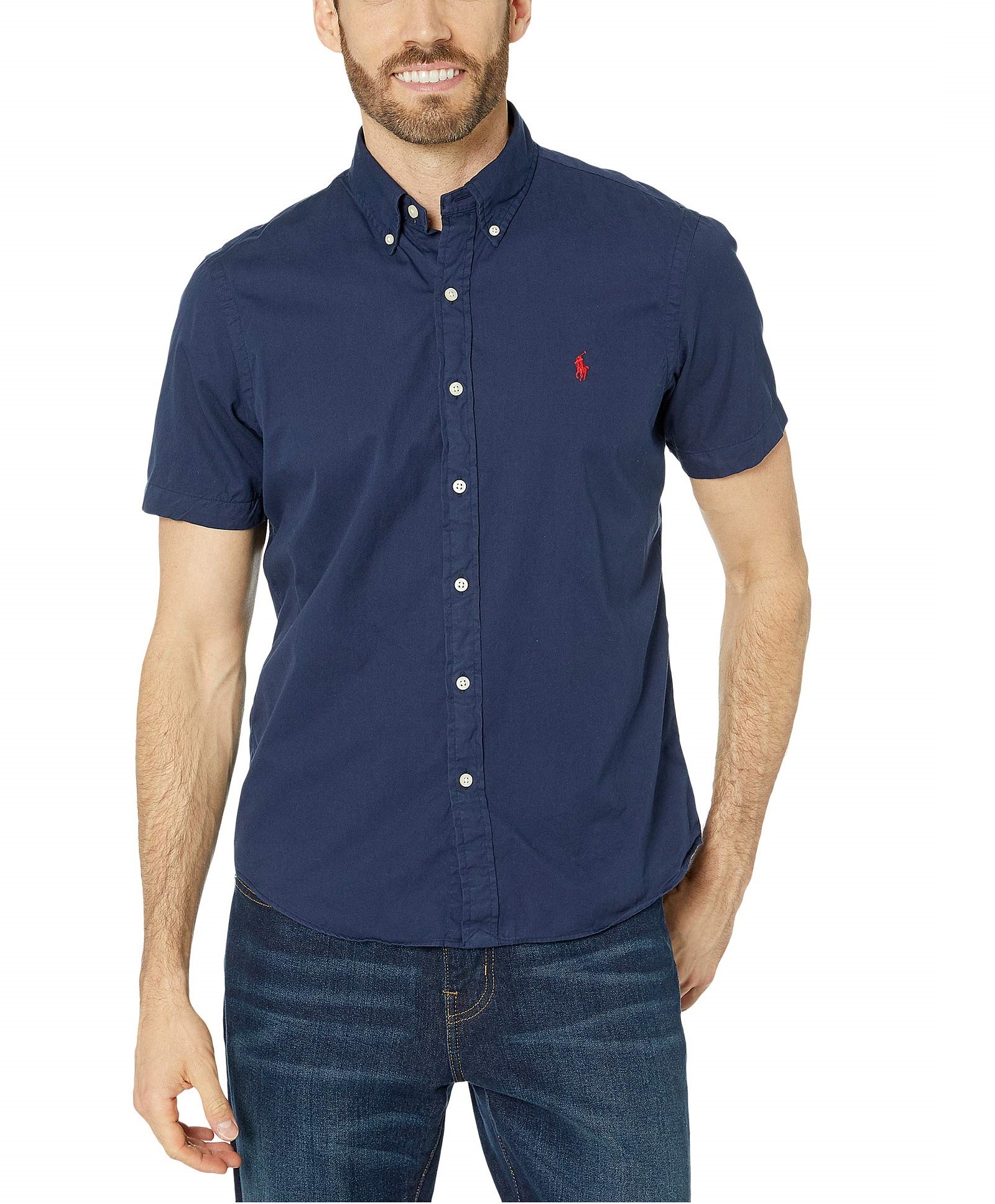 Áo sơ mi nam Polo Ralph lauren xanh navy with logo ngựa đỏ