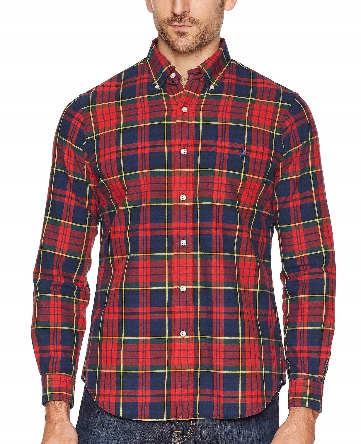 Áo sơ mi Nam Polo Ralph lauren tay dài caro đỏ xanh vàng