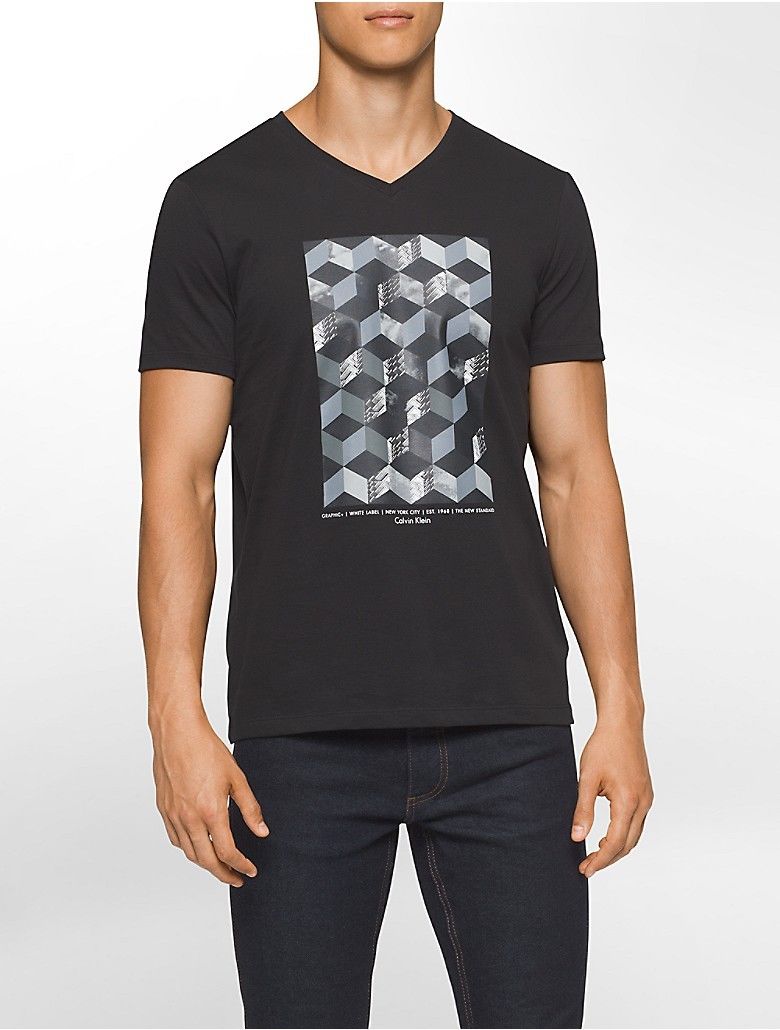 Áo thun Calvin Klein - CK T.shrit không cổ đen phối