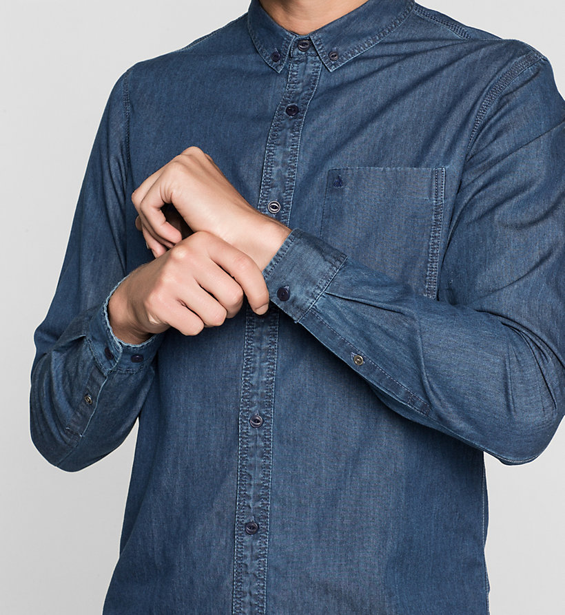 Áo sơ mi Nam Jeans- Calvin Klie jeans xanh đậm - vải mềm