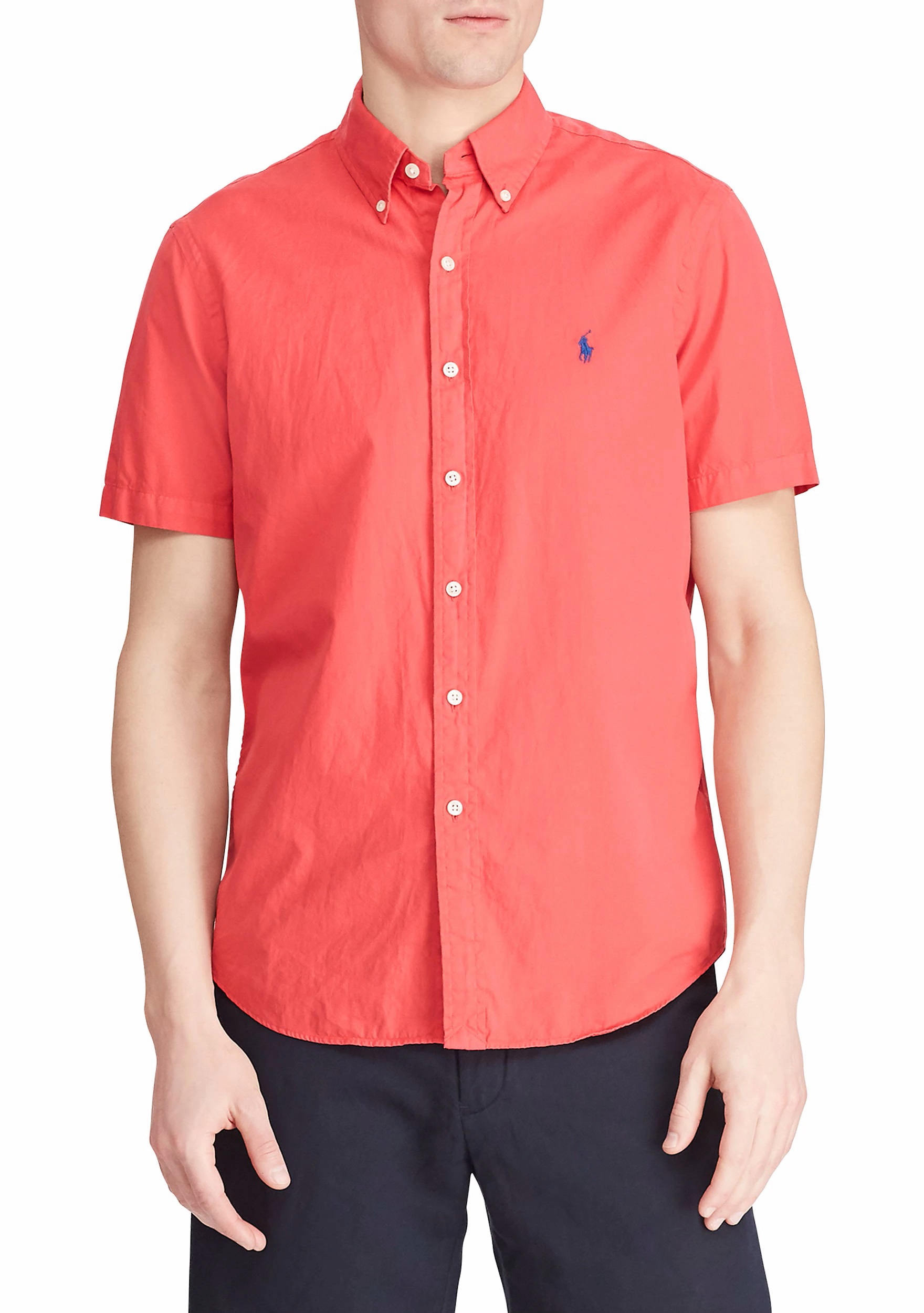 Áo sơ mi nam Polo Ralph lauren ngắn tay đỏ with logo xanh