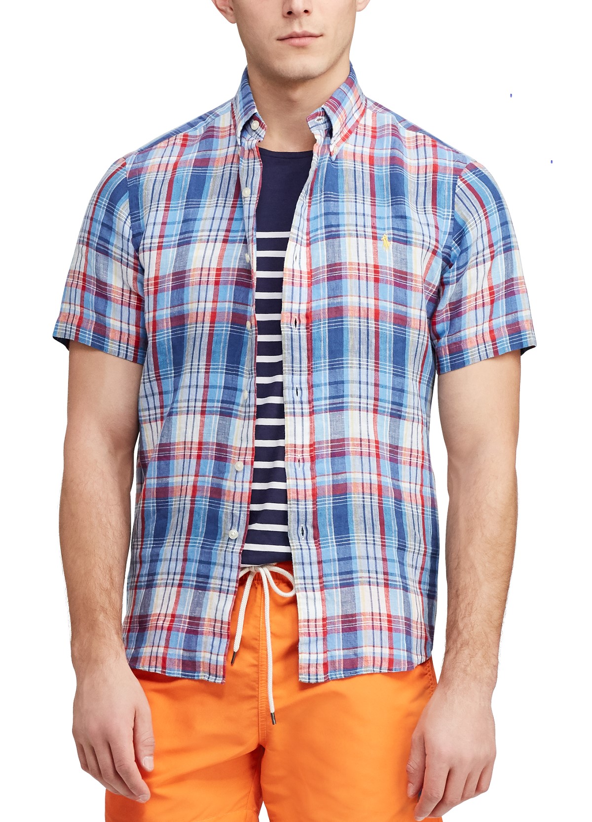 Áo sơ mi nam Polo ralph lauren ngắn tay caro Linem nhiều màu ngựa vàng