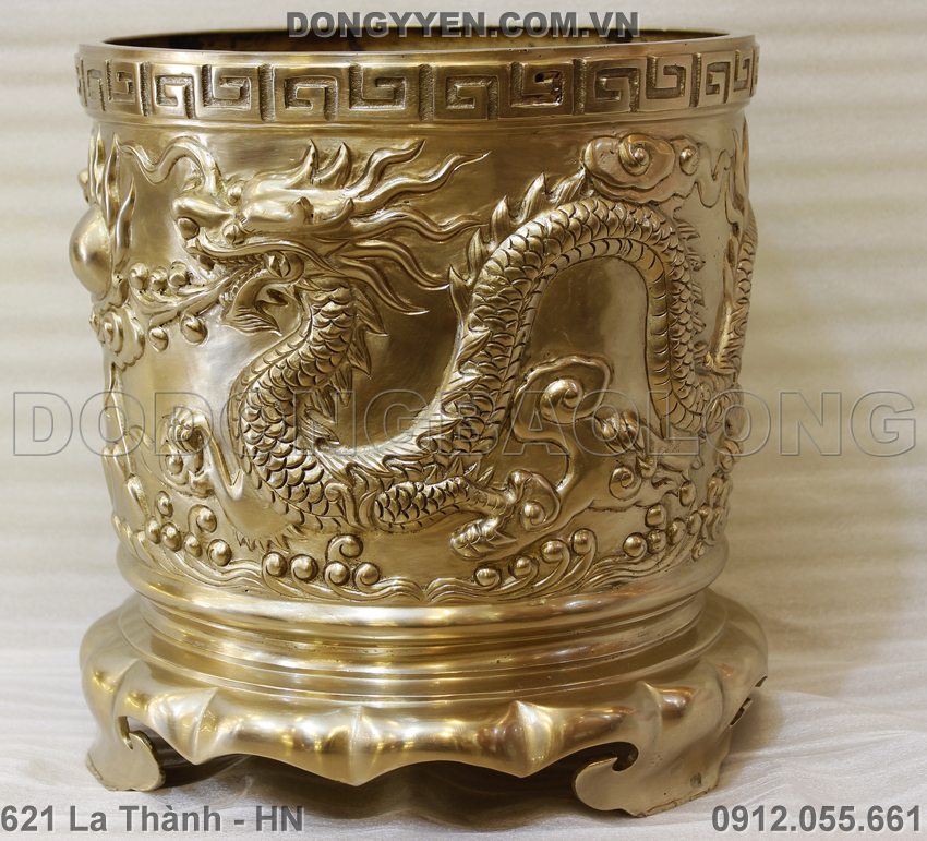 Bát hương đồng cúng tiến đường kính 28cm đúc nổi cực đẹp
