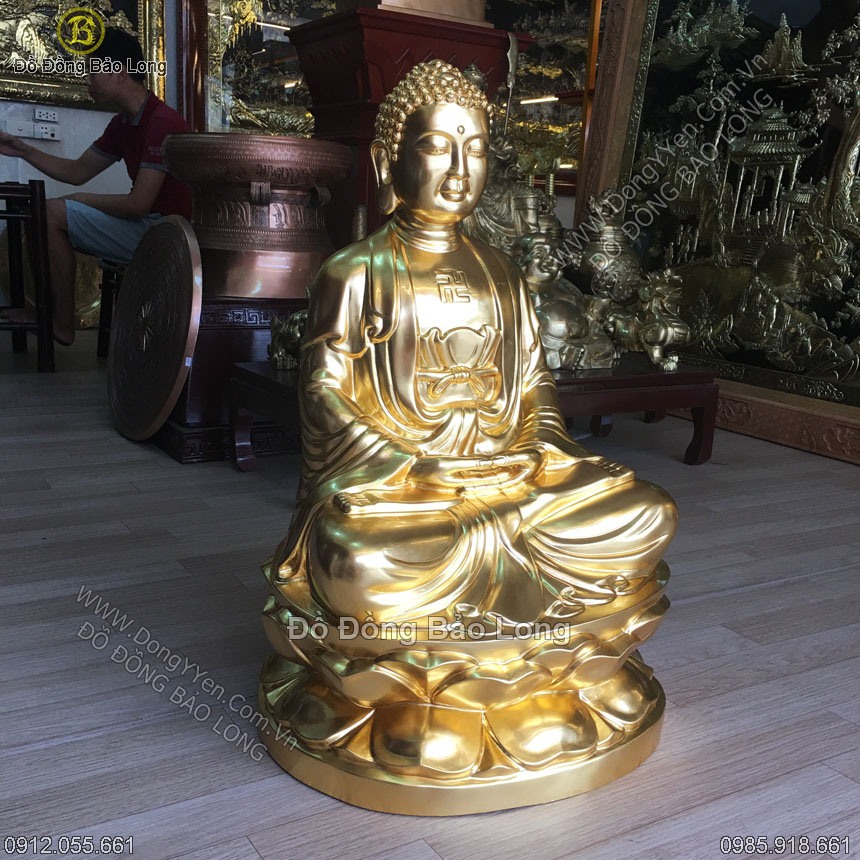 Tượng Phật Thích Ca  Mâu Ni bằng Đồng dát vàng