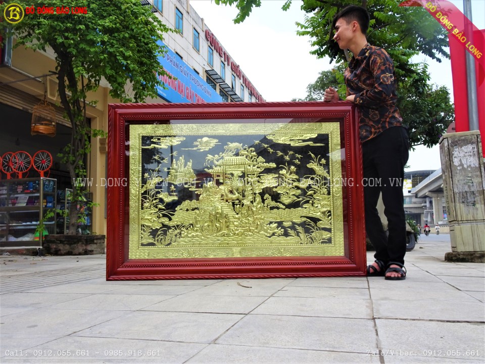 Tranh cá chép vượt vũ môn 1m55x1m07