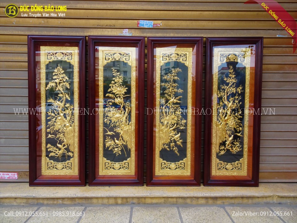 tranh tứ quý bằng đồng